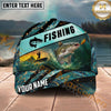 Maxcorners Fishing Teal Gold Angler Scene Personalized Name 3D Cap (12 Fish Species)