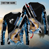 Maxcorner Trout Fishing Smoke Blue Line Pattern Personalized 3D Long Sleeve Shirt