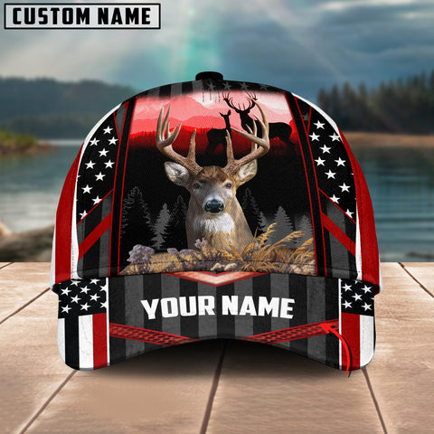 Maxcorners Deer Hunting Camo Couple Pattern Multicolor Personalized Name 3D Cap