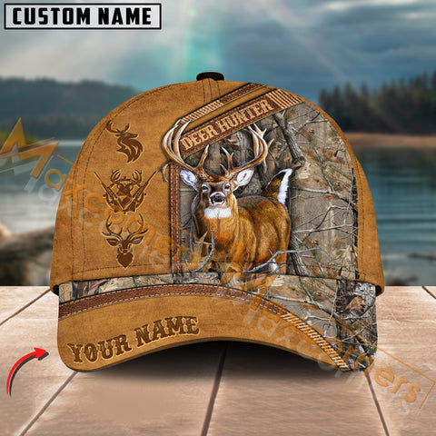 Maxcorners Deer Hunting Camouflage Pattern Personalized Name 3D Cap (5 colors)