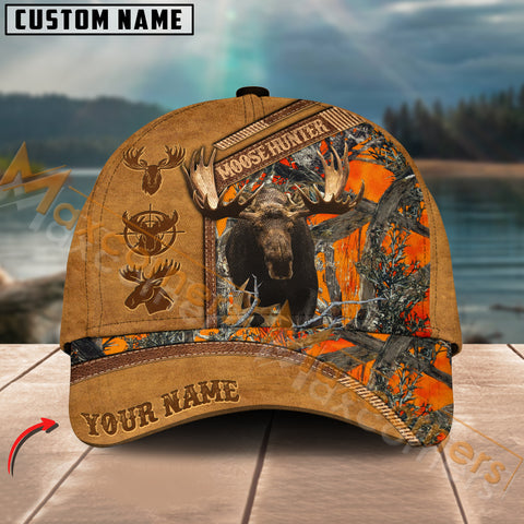 Maxcorners Moose Hunting Camouflage Pattern Personalized Name 3D Cap (5 colors)