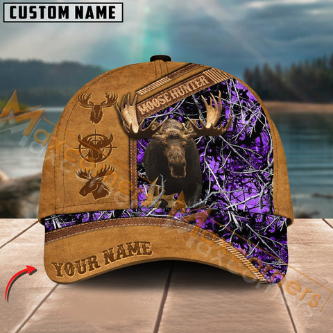 Maxcorners Moose Hunting Camouflage Pattern Personalized Name 3D Cap (5 colors)