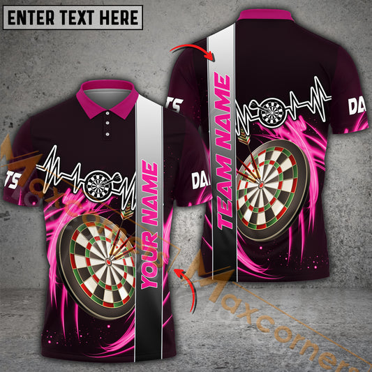 Maxcorners Darts Tornado Dartboard With Heartbeat Personalized Name, Team Name 3D Shirt (4 colors)