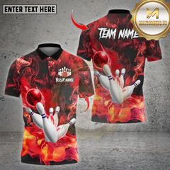 Maxcorners Bowling Smoke Lightning Strike Multicolor Options Personalized Name, Team Name Unisex 3D Shirt