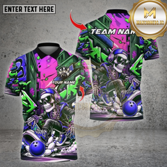 Maxcorners Bowling Graffiti Street Skate Skeleton Multicolor Options Personalized Name, Team Name Unisex 3D Shirt