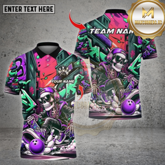 Maxcorners Bowling Graffiti Street Skate Skeleton Multicolor Options Personalized Name, Team Name Unisex 3D Shirt