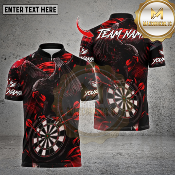 Maxcorners Darts Raven Crow Bullseye Multicolor Options Personalized Name, Team Name Unisex 3D Shirt