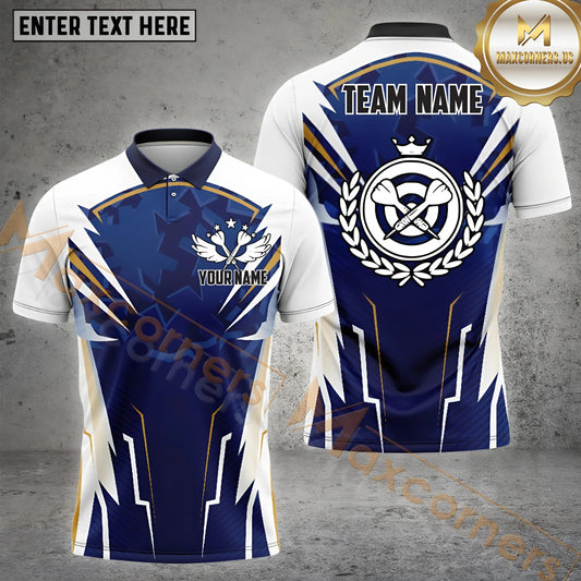 Maxcorners Stylish Maroon & Gold Darts Jersey Multicolor Options Personalized Name, Team Name 3D Shirt (4 Colors)