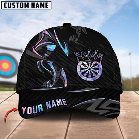 Maxcorners Crown Darts Golden Luxury Pattern Multicolor Option Personalized Name 3D Cap (6 Colors)