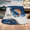 Maxcorners Fishing Blue Water Scale Pattern Personalized 3D Bucket Hat (12 Fish Species)