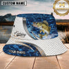 Maxcorners Fishing Blue Water Scale Pattern Personalized 3D Bucket Hat (12 Fish Species)