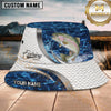Maxcorners Fishing Blue Water Scale Pattern Personalized 3D Bucket Hat (12 Fish Species)