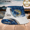 Maxcorners Fishing Blue Water Scale Pattern Personalized 3D Bucket Hat (12 Fish Species)