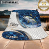 Maxcorners Fishing Blue Water Scale Pattern Personalized 3D Bucket Hat (12 Fish Species)