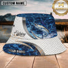 Maxcorners Fishing Blue Water Scale Pattern Personalized 3D Bucket Hat (12 Fish Species)