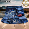 Maxcorners Fishing USA Flag Lake Camo Personalized 3D Bucket Hat (12 Fish Species)
