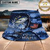 Maxcorners Fishing USA Flag Lake Camo Personalized 3D Bucket Hat (12 Fish Species)