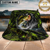 Maxcorners Fishing Green Honeycomb Lightning Personalized 3D Bucket Hat (12 Fish Species)
