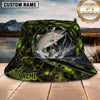Maxcorners Fishing Green Honeycomb Lightning Personalized 3D Bucket Hat (12 Fish Species)