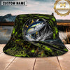 Maxcorners Fishing Green Honeycomb Lightning Personalized 3D Bucket Hat (12 Fish Species)