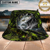 Maxcorners Fishing Green Honeycomb Lightning Personalized 3D Bucket Hat (12 Fish Species)