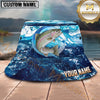 Maxcorners Fishing Ocean Marble Wave Personalized 3D Bucket Hat (12 Fish Species)