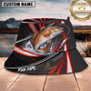 Maxcorners Fishing Red Black Lure Stripe Personalized 3D Bucket Hat (12 Fish Species)