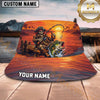 Maxcorners Fishing Pirate Sunset Angler Personalized 3D Bucket Hat (12 Fish Species)