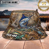 Maxcorners Fishing Marsh Camo Water Splash Personalized 3D Bucket Hat (12 Fish Species)