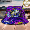 Maxcorners Fishing Purple Neon Lure Splash Personalized 3D Bucket Hat (12 Fish Species)