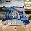 Maxcorners Fishing Blue Lake Scale Pattern Personalized 3D Bucket Hat (12 Fish Species)
