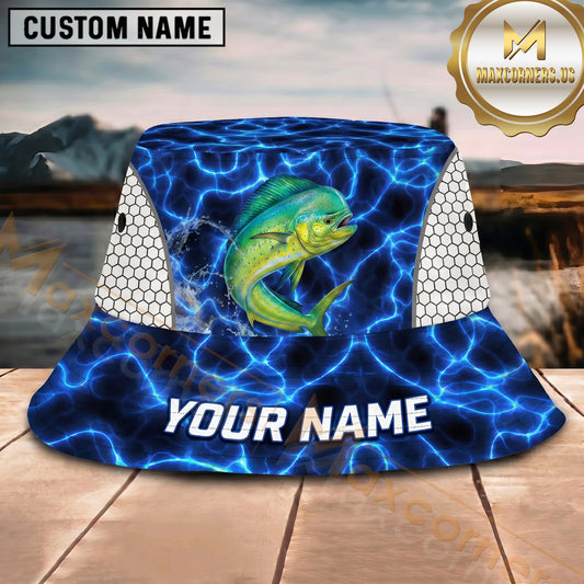 Maxcorners Fishing Electric Water Glow Personalized 3D Bucket Hat (12 Fish Species)
