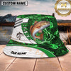 Maxcorners Fishing Green Smoke Camo Personalized 3D Bucket Hat (12 Fish Species)