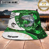 Maxcorners Fishing Green Smoke Camo Personalized 3D Bucket Hat (12 Fish Species)