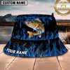 Maxcorners Fishing Blue Flame Personalized 3D Bucket Hat (12 Fish Species)