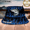 Maxcorners Fishing Blue Flame Personalized 3D Bucket Hat (12 Fish Species)
