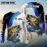 Maxcorner Bass Fishing Sun Protection Jersey Blue Camo Pattern Personalized Name And Team Name Long Sweat Shirt