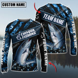 Maxcorner Chinook Fishing Sun Protection Blue Smoke Pattern Personalized Name And Team Name Long Sweat Shirt