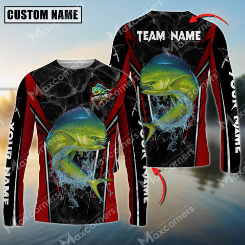 Maxcorner Mahi-Mahi Fishing Mecha Pattern Personalized Name And Team Name Long Sweat Shirt