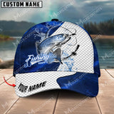 Maxcorners Trout Fishing Dark Blue Pattern Personalized Name Metal Pattern 3D Classic Cap