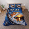 Maxcorners Fishing Blue Sunset Water Splash Personalized Name Unisex 3D Bedding Set