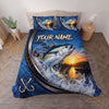 Maxcorners Fishing Blue Sunset Water Splash Personalized Name Unisex 3D Bedding Set