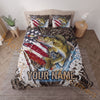 Maxcorners Fishing American Flag Sunset Adventure Personalized Name Unisex 3D Bedding Set
