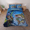 Maxcorners Fishing Skull Angler Orange Camouflage Personalized Name Unisex 3D Bedding Set