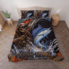 Maxcorners Fishing Skull Angler Blue Water Splash Personalized Name Unisex 3D Bedding Set