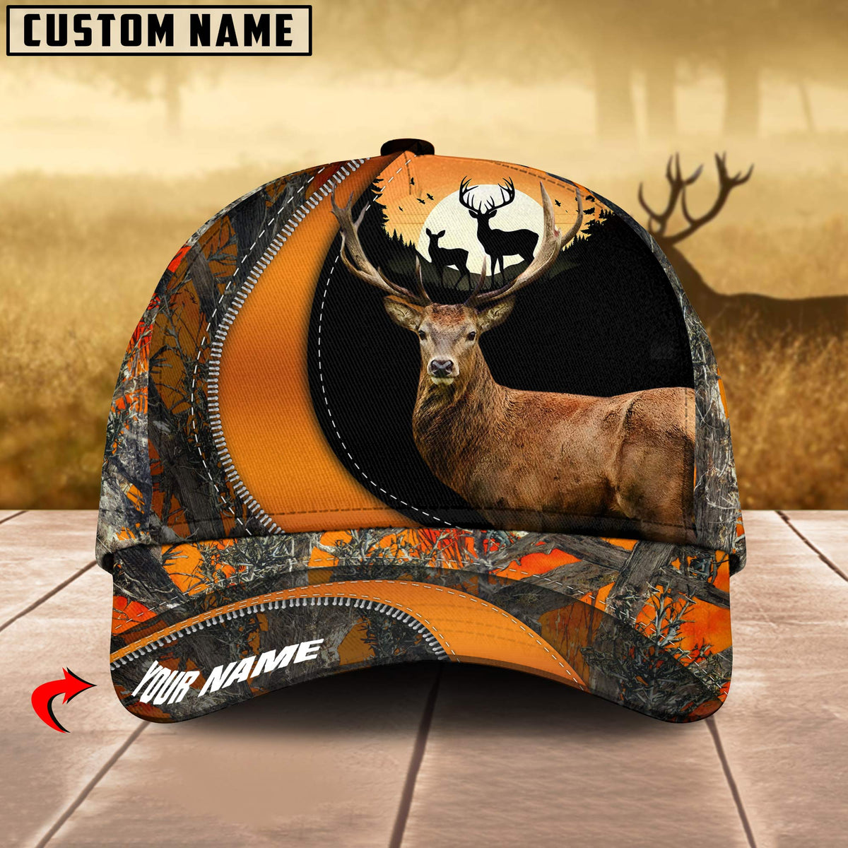 Maxcorners Deer Hunting Camo Pattern Personalized Name 3D Cap (2 colors)