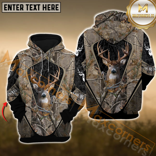 Maxcorners Brown Camouflage Deer Hunting Custom Name Shirt 3D All Over Printed Clothes