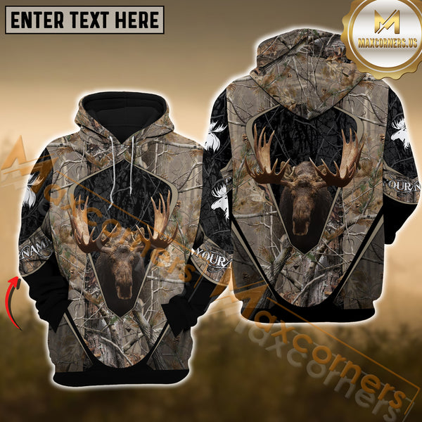 Maxcorners Brown Camouflage Moose Hunting Custom Name Shirt 3D All Over Printed Clothes