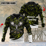 Maxcorners Moose Hunting Skull Moss Green Pattern Custom Name Shirt 3D All Over Printed Clothes