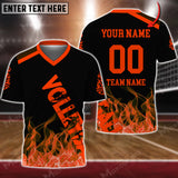 Maxcorners Volleyball Flame Colourful Personalized 3D V-neck T-Shirt